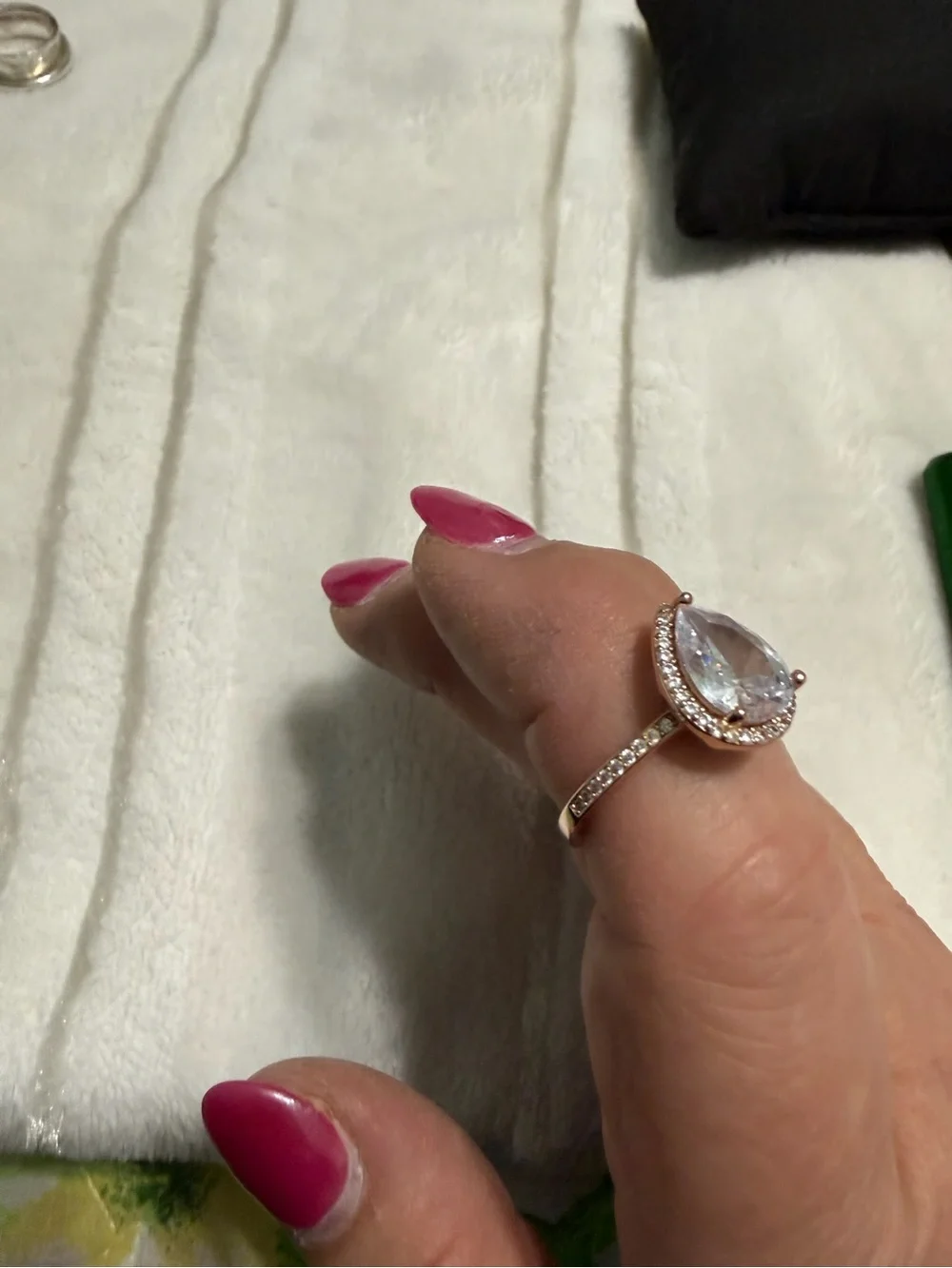 Pandora Silver Rose Gold Plated Teardrop Halo Ring with Clear Stone 8.5 - Picture 6 of 7